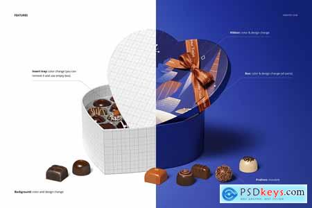 Heart Shaped Chocolate Box Mockup 5851006
