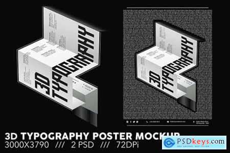 3D Typography Poster Mockup