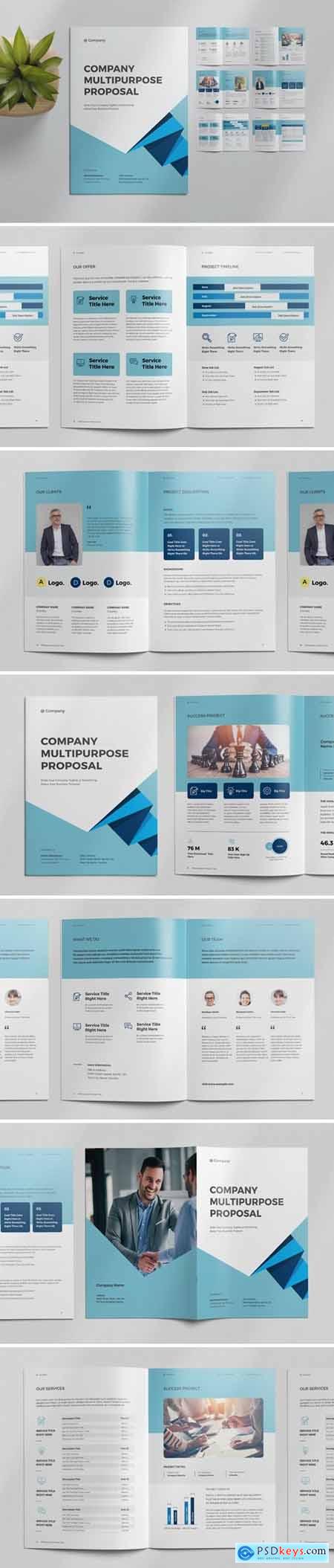 Proposal Layout with Blue Geometric Elements » Free Download Photoshop ...