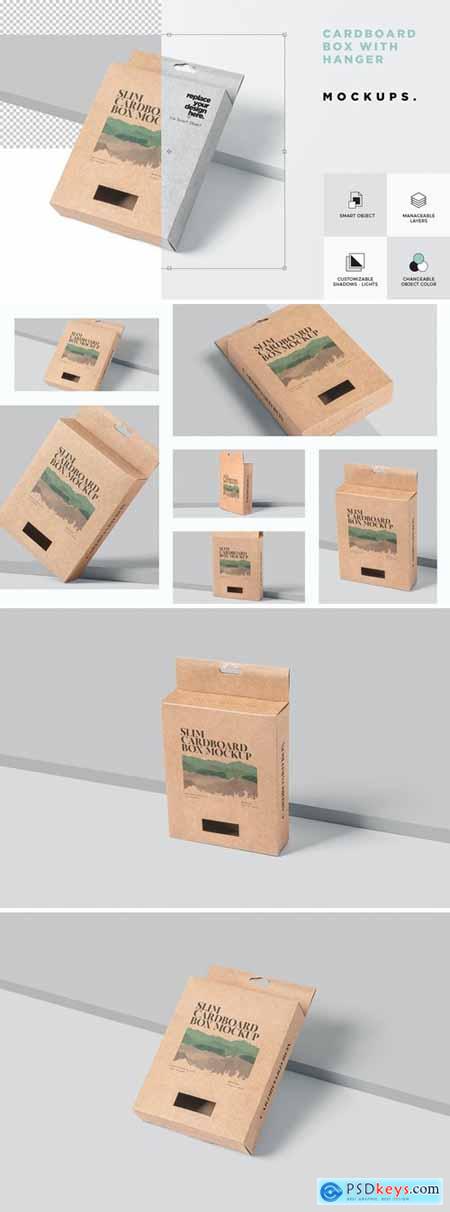 Kraft Paper Box with Hanger Mockups