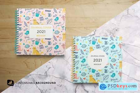 Top View Spiral Journal Cover Mockup 5308815