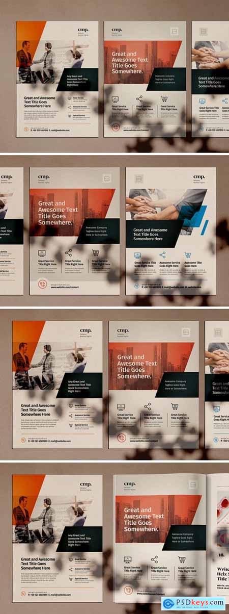 Brochure Layout with Red Geometric Elements