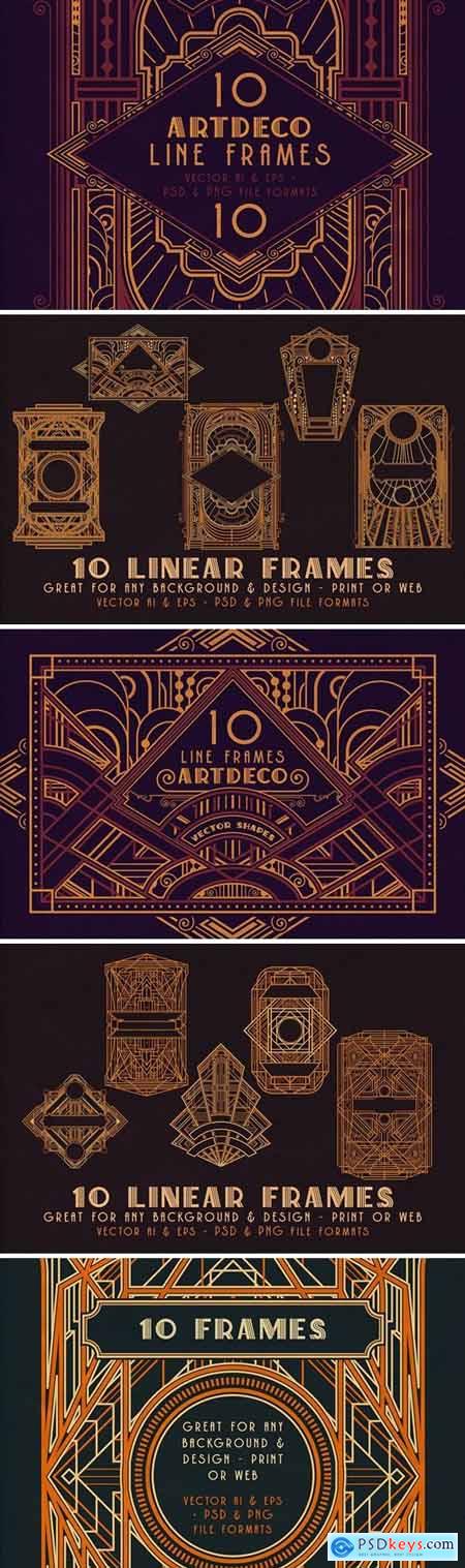 10 ArtDeco Line Frames