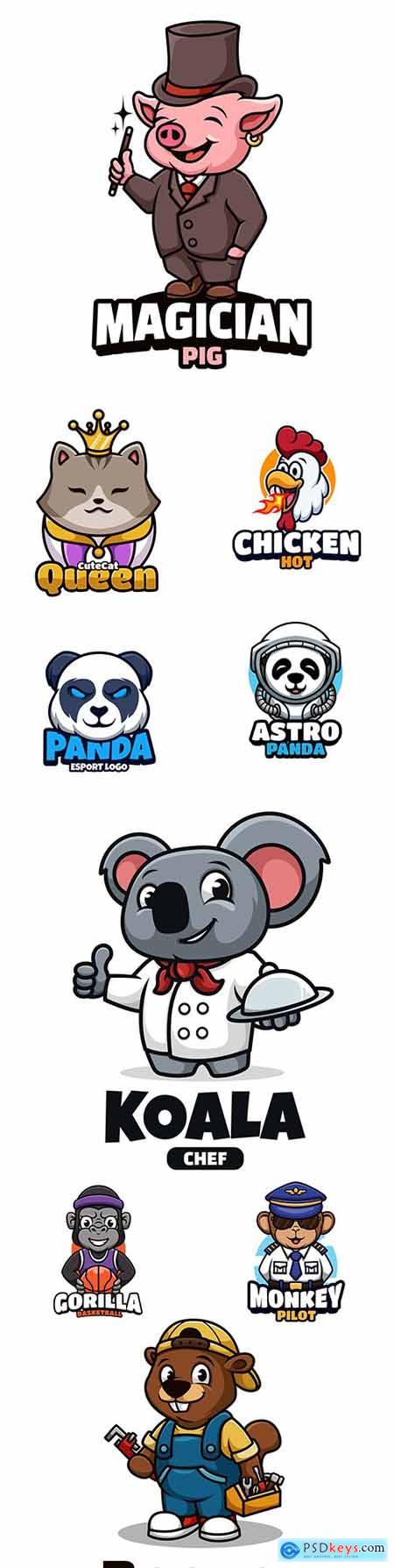 Mascot emblem and brand name logos design 5