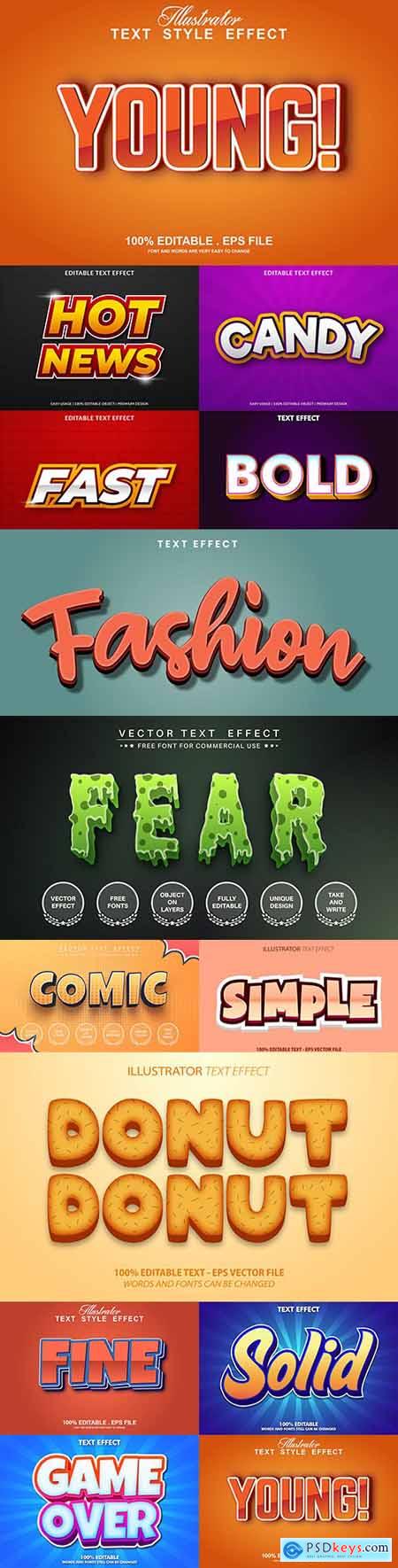 Editable font and 3d effect text design collection illustration 30
