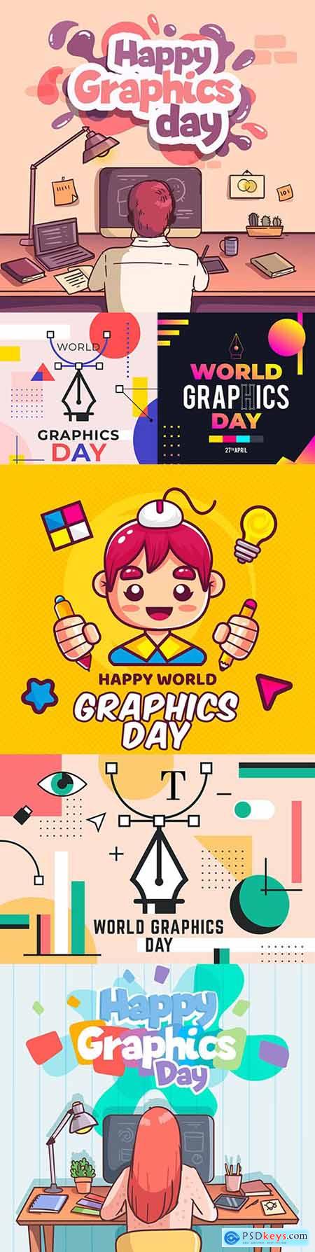 World Graphic day painted illustration flat design
