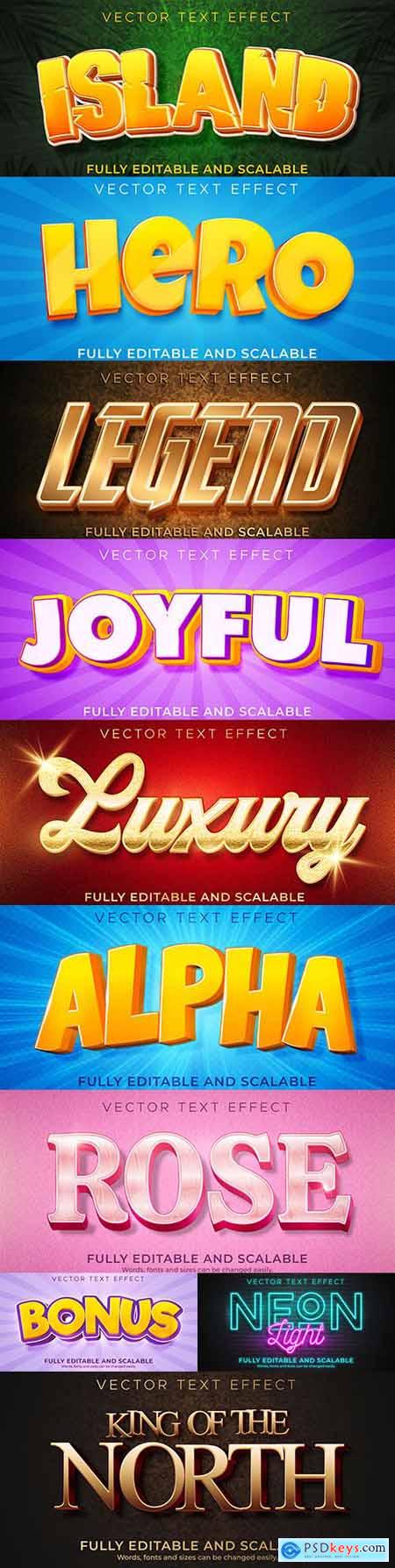Editable font and 3d effect text design collection illustration 32