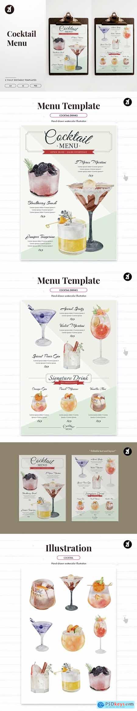 Cocktail and drinks menu template