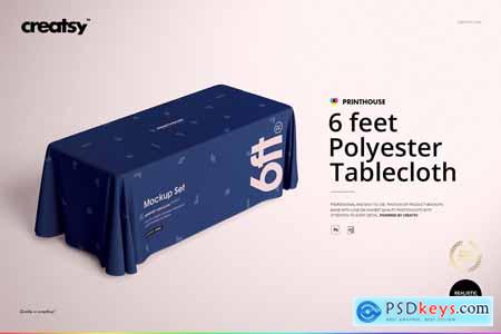 6ft Polyester Tablecloth Mockup Set 3934465