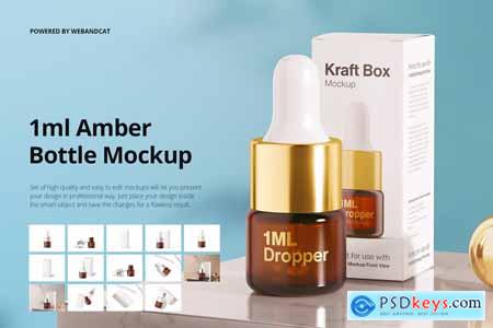 1ml Amber Dropper Bottle Mockup 5875617