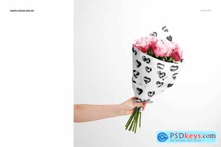 Download Creativemarket Roses Bouquet Wrapping Paper Mockup 5884381