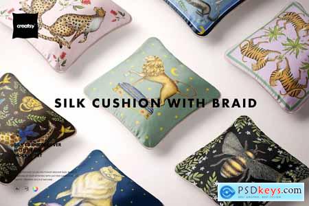 Silk Cushion with Braid Mockup Set 5886307