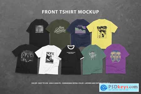 9 Realistic Front T-shirt Mockup 5810827
