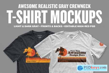 Realistic Blank Gray T-shirt Mockups 5815679