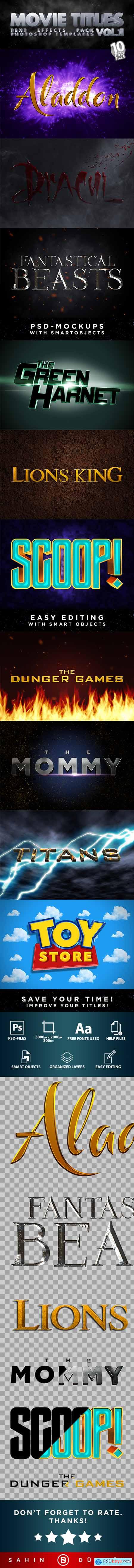 MOVIE TITLES - Vol.1 - Text-Effects-Mockups - Template-Pack 30111191