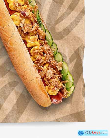 Papper Wrapper With Hot Dog Mockup 75154