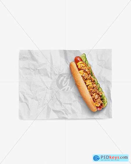 Papper Wrapper With Hot Dog Mockup 75154