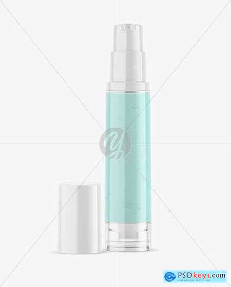 Opened Clear Cosmetic Bottle with Pump mockup 76756