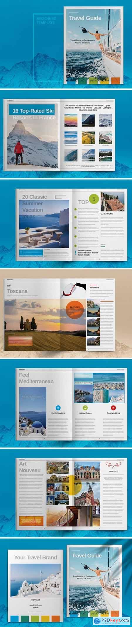 Blue Travel Guide Brochure Template » Free Download Photoshop For Travel Guide Brochure Template