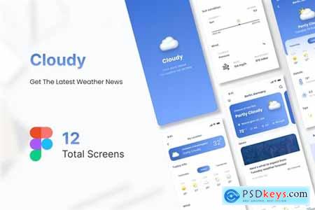 Cloudy Weather Mobile App UI Kit Figma
