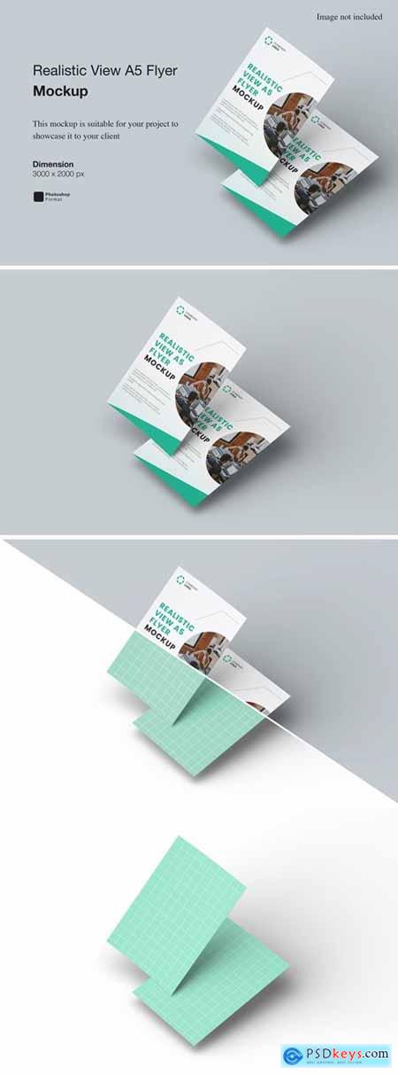 Realistic View A5 Flyer Mockup