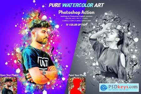 Pure Watercolor Art Photoshop Action 5949437