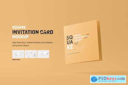 Square Folded Invitation Card Mockup 5852682