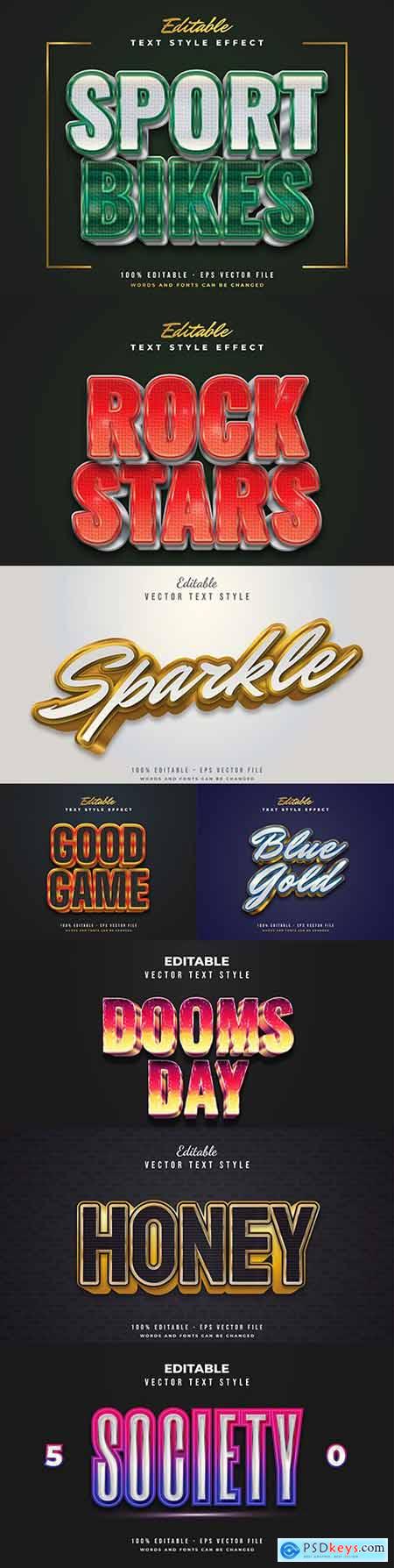 Editable font and 3d effect text design collection illustration 48