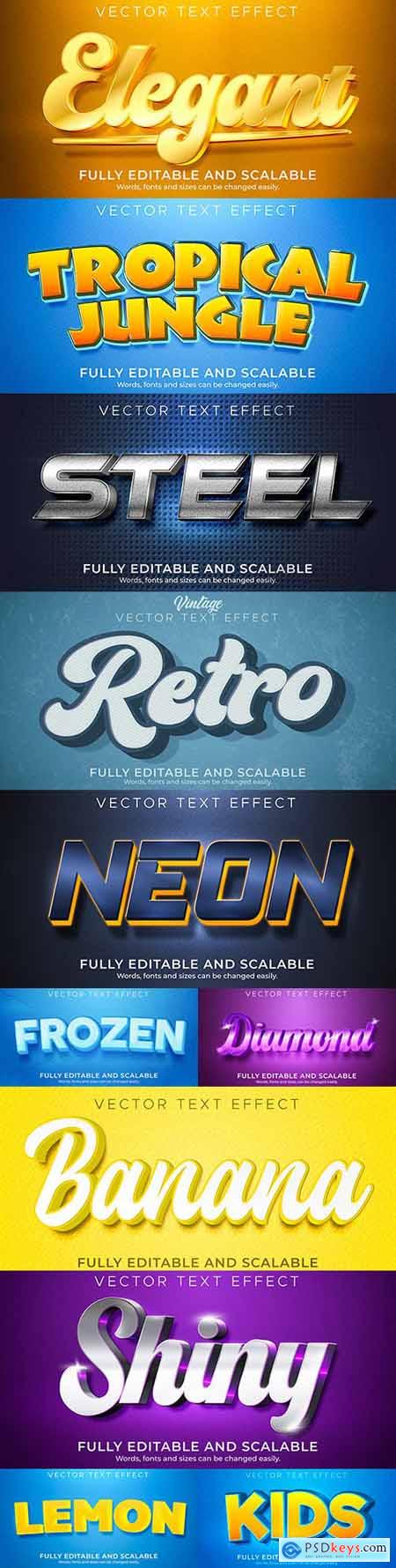 Editable font and 3d effect text design collection illustration 44