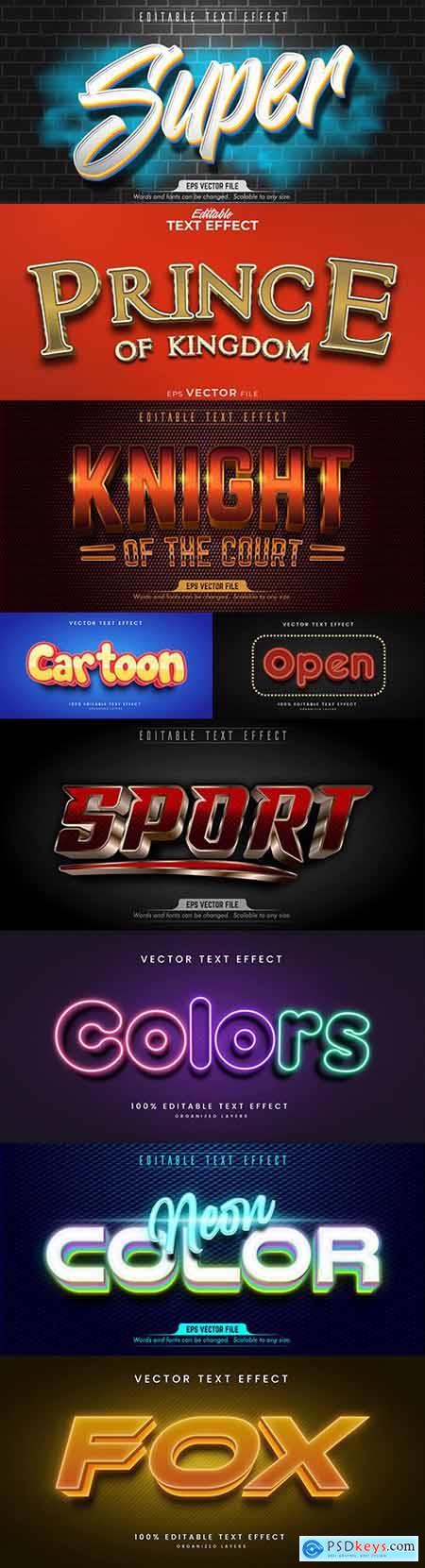 Editable font and 3d effect text design collection illustration 45