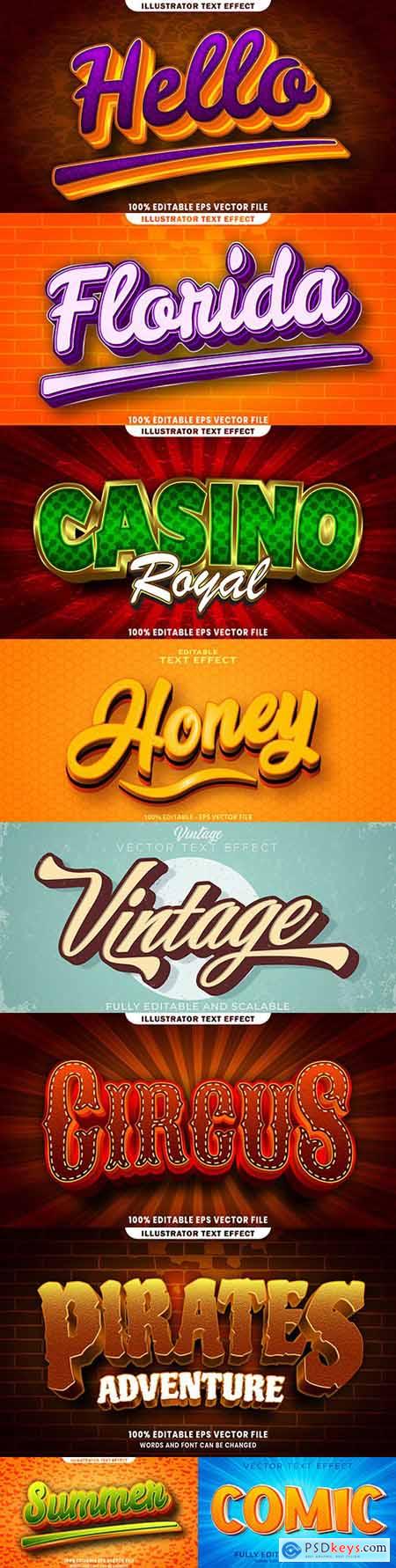 Editable font and 3d effect text design collection illustration 50