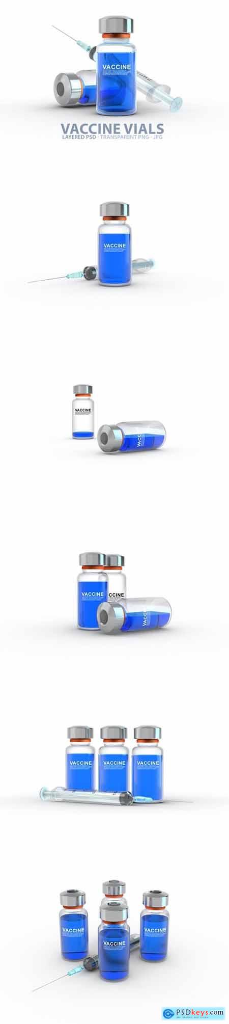Vaccine Vials with Labels PSD Mockups