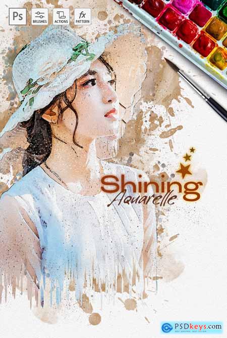 Shining Aquarelle - Watercolor - Photoshop Action 30316016