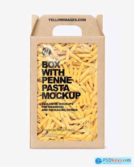 Kraft Box with Penne Pasta Mockup 76905