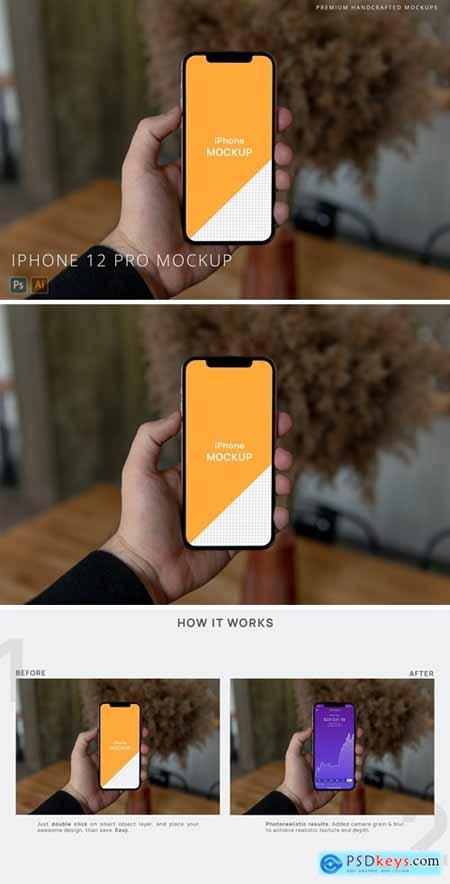 iPhone 12 Pro Mockup in Mans Hand