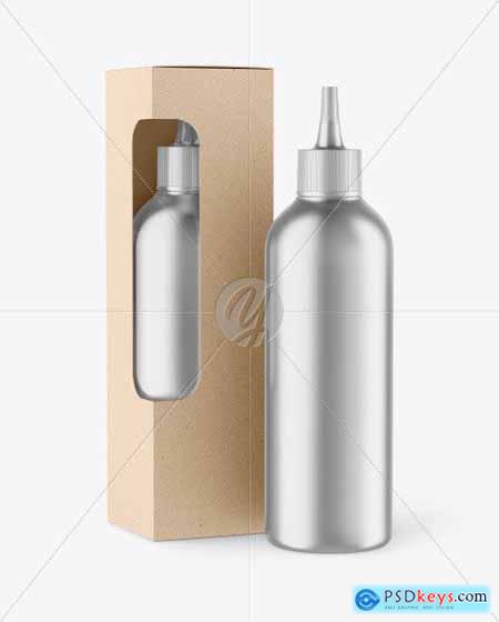 Metallic Bottle w- Kraft Box Mockup 79159