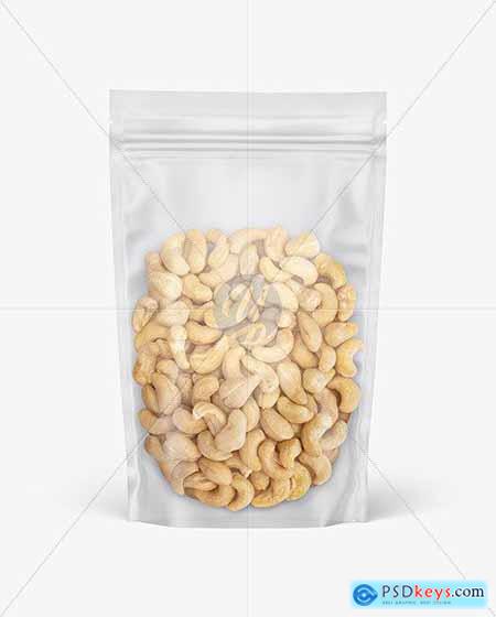 Frosted Plastic Pouch w- Cashew Nuts Mockup 78999