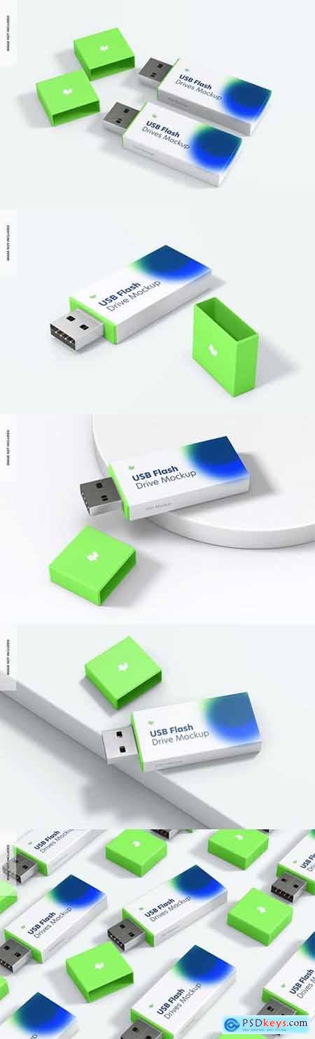 Plastic usb flash drives mockup