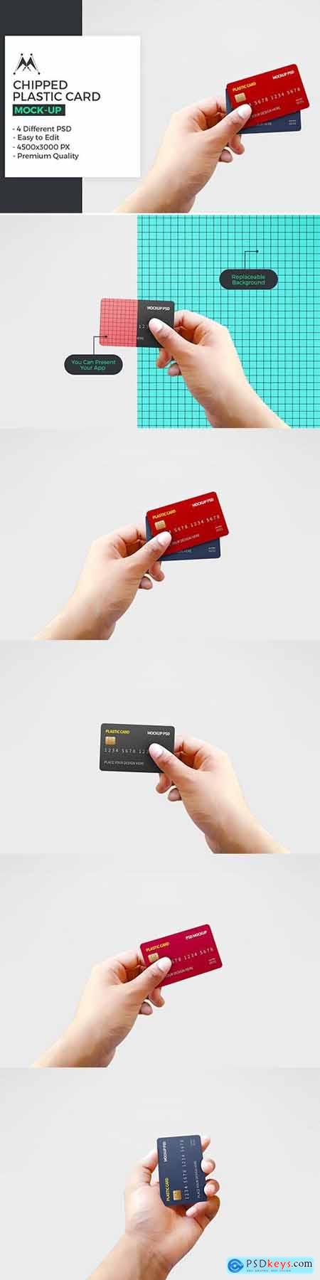 Chipped Plastic Card in Hand Mockup 5946311
