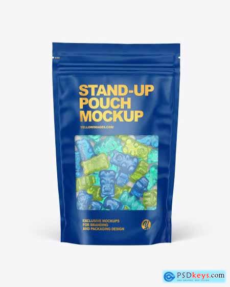 Frosted Stand-up Pouch with Gummies Mockup 78954