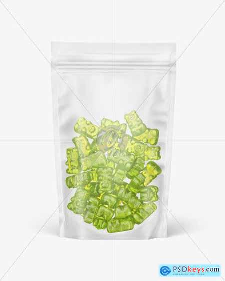 Frosted Stand-up Pouch with Gummies Mockup 78954