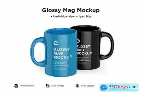 Two glossy mugs mockup