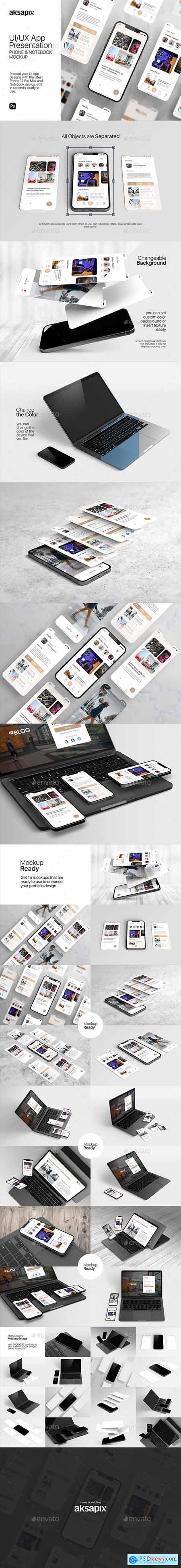 UI-UX App Presentation - Phone & Notebook Mockup 30439812
