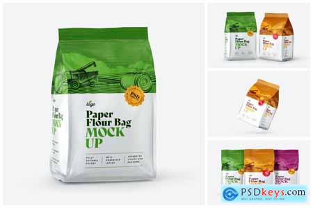 Paper Flour Bag Mockup Set - Pouch