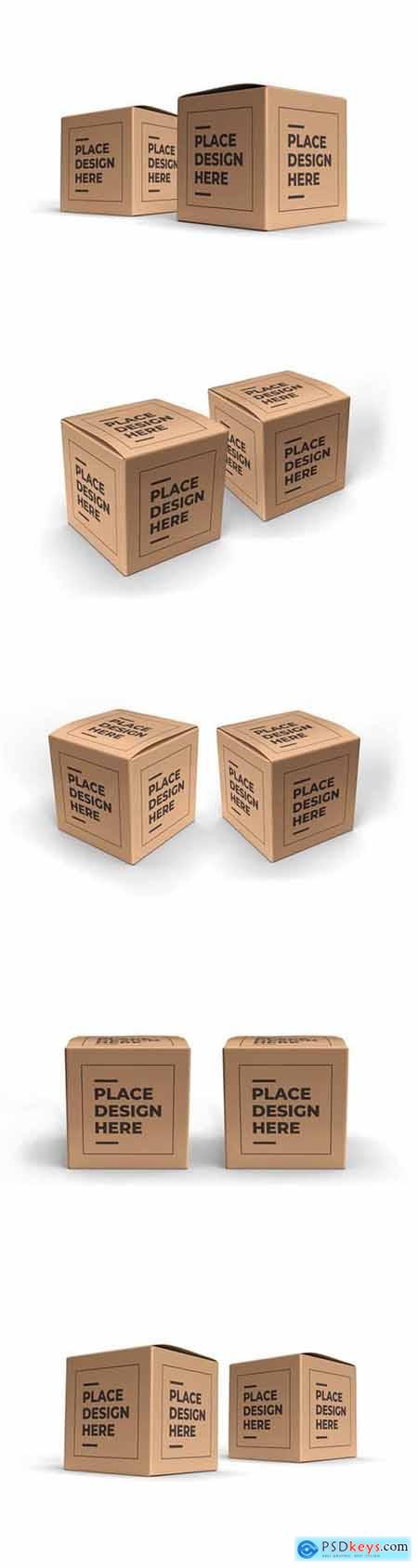 Square box packaging mockup