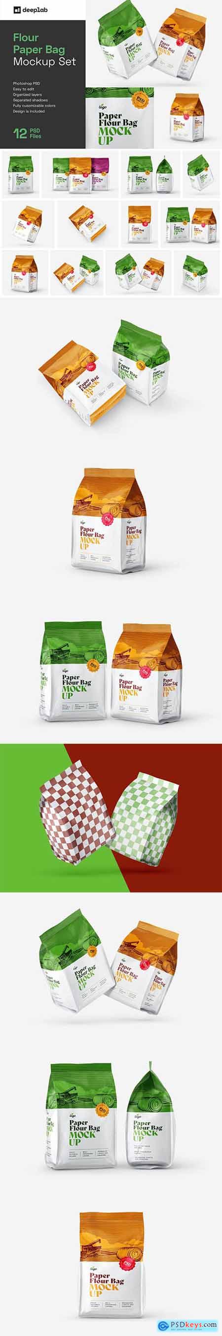 Creativemarket Paper Flour Bag Mockup Set - Pouch 6034118