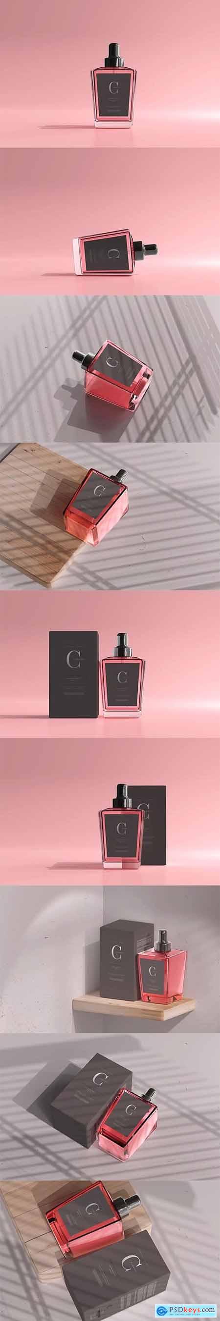 Perfume Bottle with Box Mockup 6056065