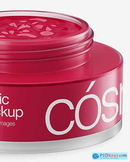Opened Frosted Glass Cosmetic Jar Mockup 78949