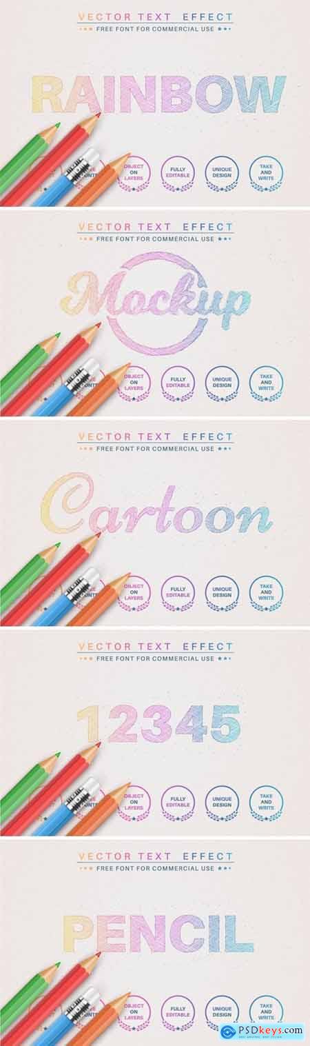 Pencil rainbow - editable text effect, font style