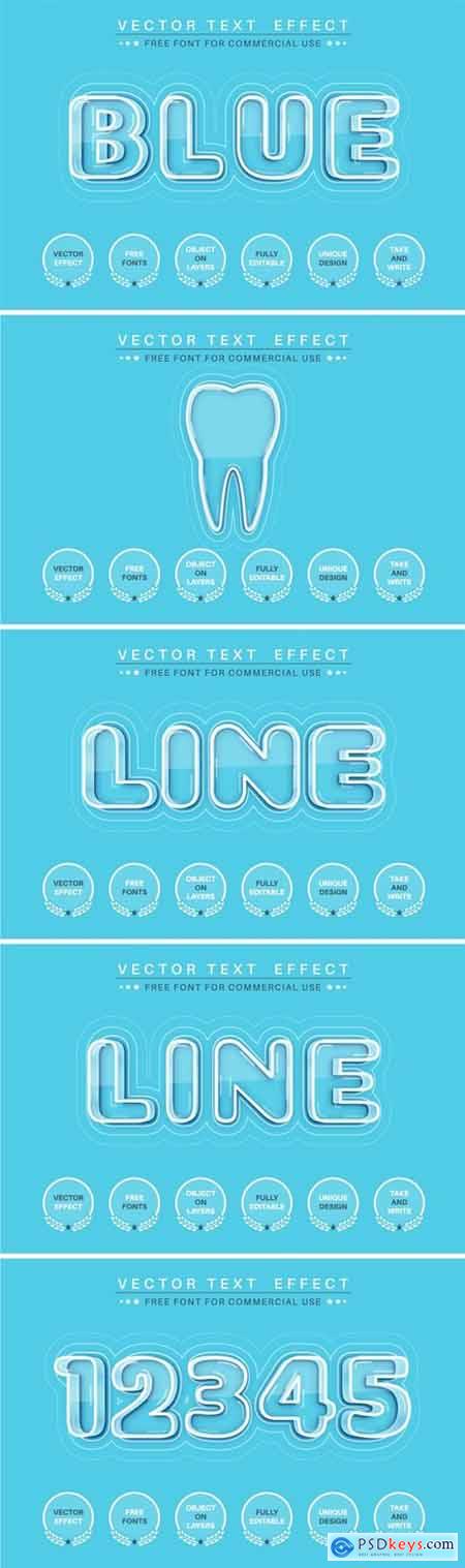 Blue glass - editable text effect, font style